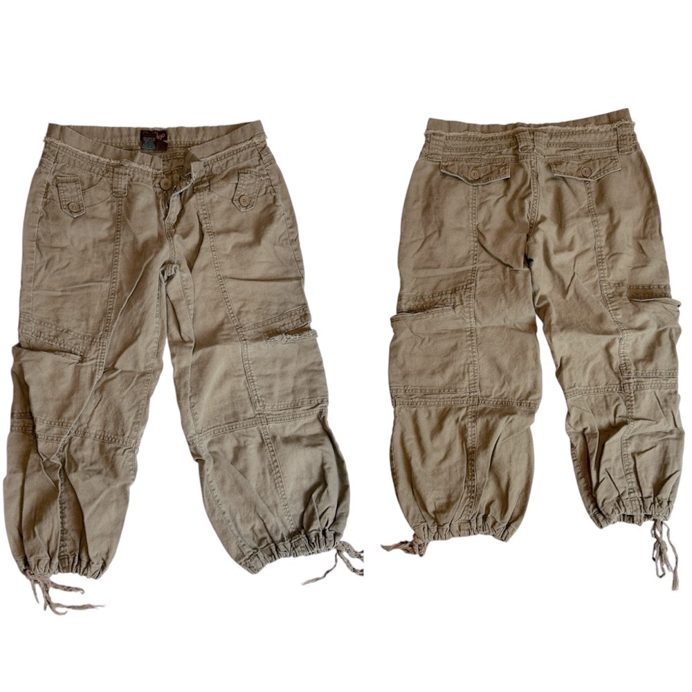 Low Waist Y2K 2000s Be Bop Linen Cargo Pocket Pant Vintage Women’s SZ 7